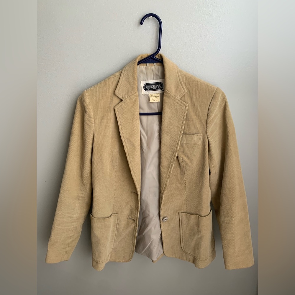 Vintage Tokens Brand Tan Corduroy Blazer